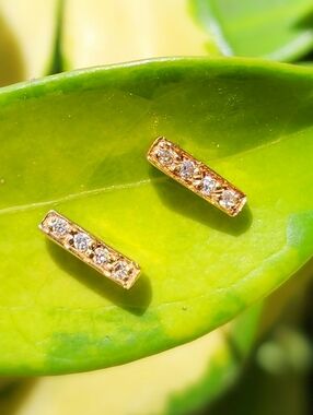 14Kt Diamond Bar Earrings